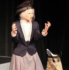 Actor Penny Orloff in performance as labor activist Mother Jones, photo by PowerPlayz