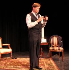 Actor Mike Campbell in performance as businessman Jared Sidney Torrance, photo by PowerPlayz